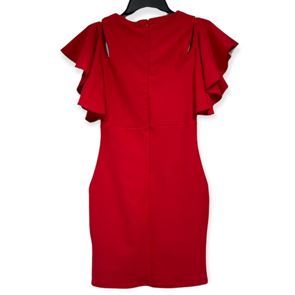 🍀Missguided Cold shoulder red ruffle bodycon dress - Picture 4 of 9